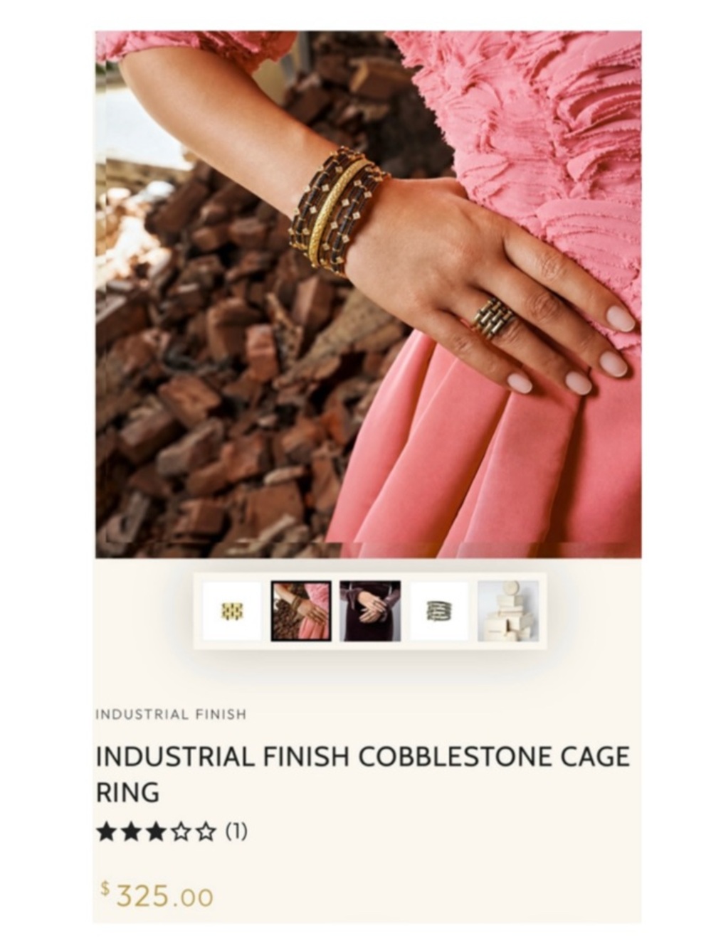 Freida Rothman INDUSTRIAL FINISH COBBLESTONE CAGE RING Size 8.5 - Picture 5 of 12